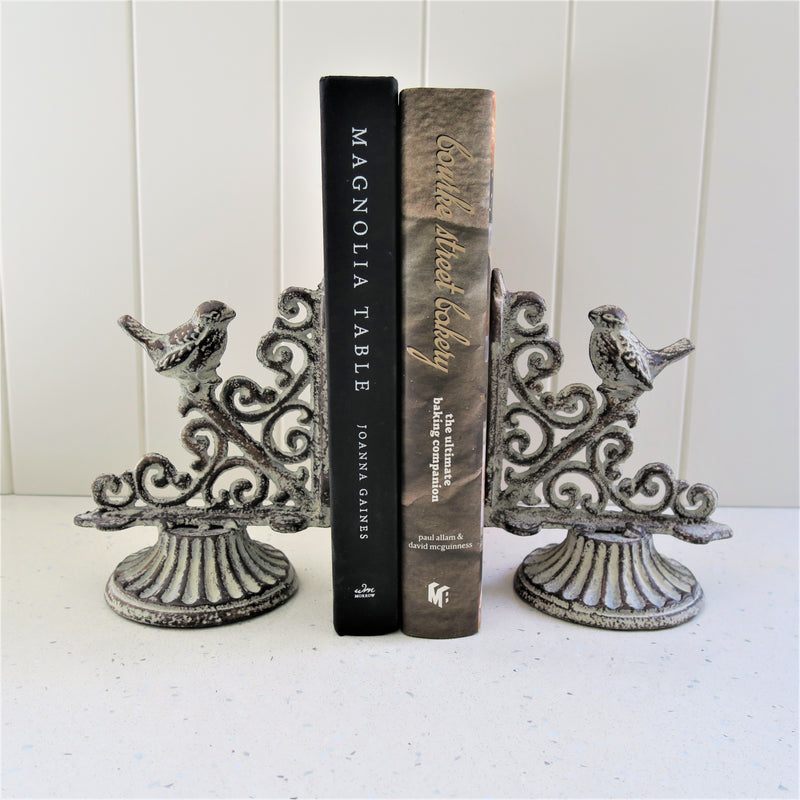 Bird Bookends Set Antique White