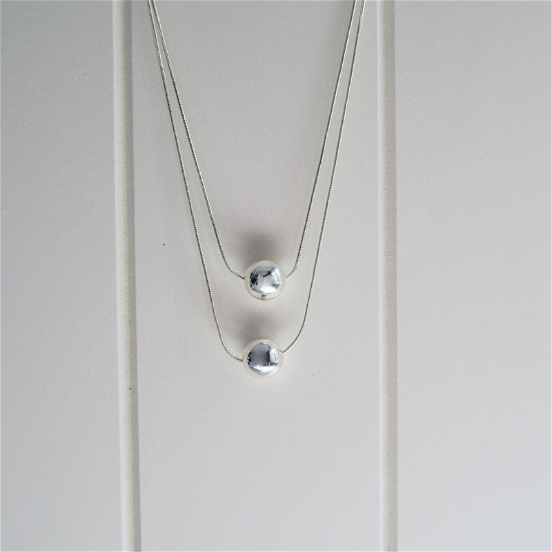 2 Layer Silver Ball Necklace