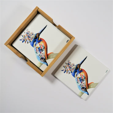 Ceramic Coasters - Kingfisher Set