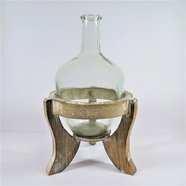 Glass Bottle Vase and Stand