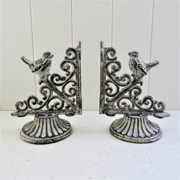 Bird Bookends Set Antique White