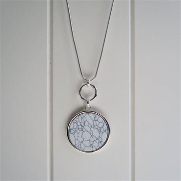 Silver and White Pendant Necklace