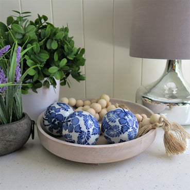 Porcelain Balls Set of 3 Hibiscus