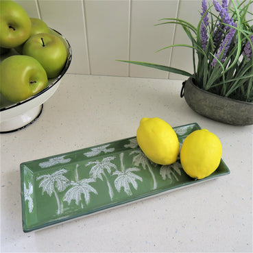 Long Plate Green Palm